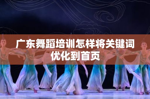 广东舞蹈培训怎样将关键词优化到首页