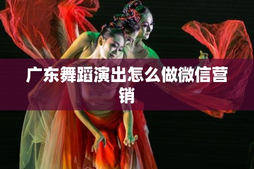 广东舞蹈演出怎么做微信营销