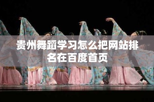 贵州舞蹈学习怎么把网站排名在百度首页