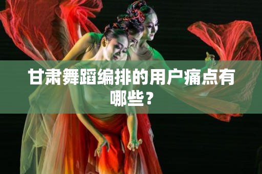 甘肃舞蹈编排的用户痛点有哪些？