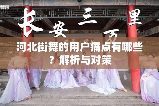 河北街舞的用户痛点有哪些？解析与对策