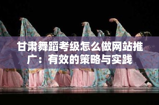 甘肃舞蹈考级怎么做网站推广：有效的策略与实践
