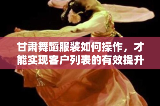 甘肃舞蹈服装如何操作，才能实现客户列表的有效提升？
