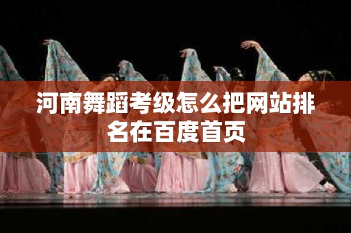 河南舞蹈考级怎么把网站排名在百度首页