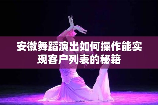 安徽舞蹈演出如何操作能实现客户列表的秘籍