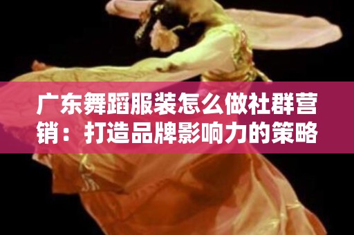 广东舞蹈服装怎么做社群营销：打造品牌影响力的策略